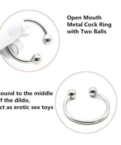 Stainless Steel Dual Ball Penis Cock Ring Delay Ejaculation Sex Toy for Men Sexual Wellness