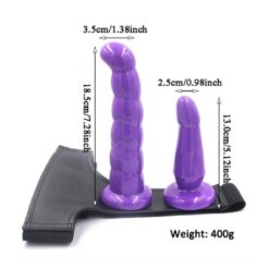 Double Purple Strap-on Dildo Harness Lesbian Strap on Dildo