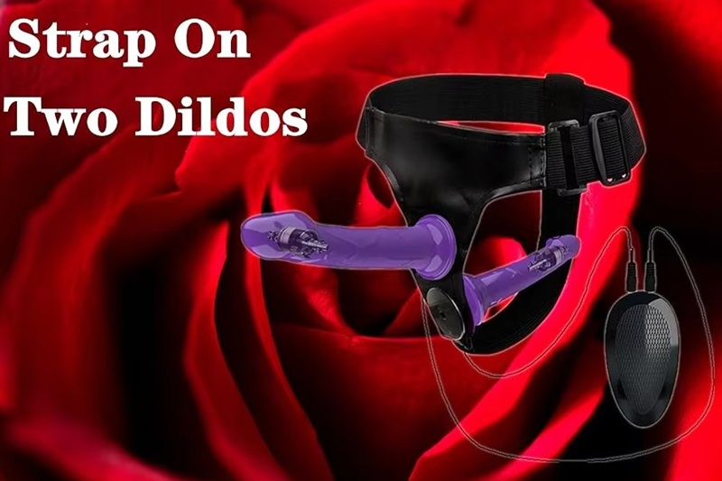 Double Purple Strap-on Dildo Harness Lesbian Strap on Dildo