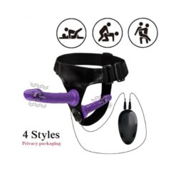 Double Purple Strap-on Dildo Harness Lesbian Strap on Dildo